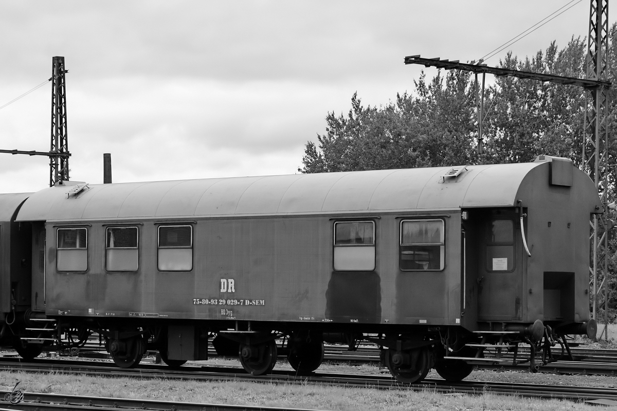 Dieser dreiachsige Umbauwagen BD 3yg (75-80-93 29 029-7) war Ende September 2020 im sächsischen Eisenbahnmuseum Chemnitz-Hilbersdorf zu sehen.