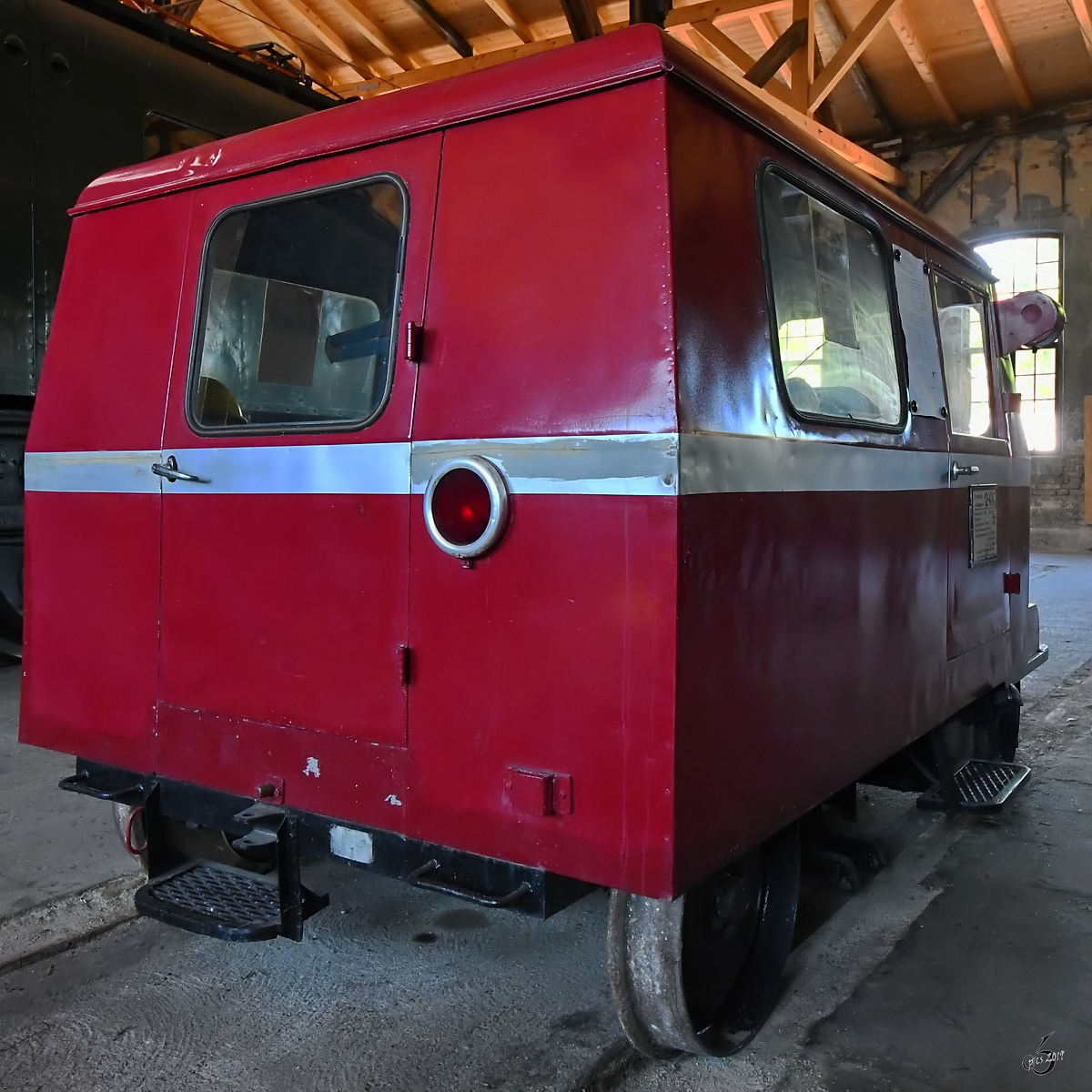 Dieser Kleinwagen Klv 12 der Deutschen Bundesbahn wurde 1953 gebaut. (Bahnpark Augsburg, Juni 2019)