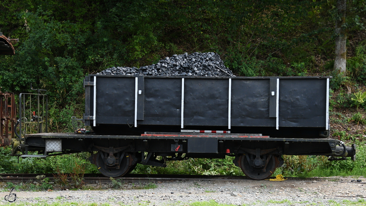 Dieser mit Kohle beladene Güterwagen war Ende Juli 2022 in Hüinghausen zu sehen.