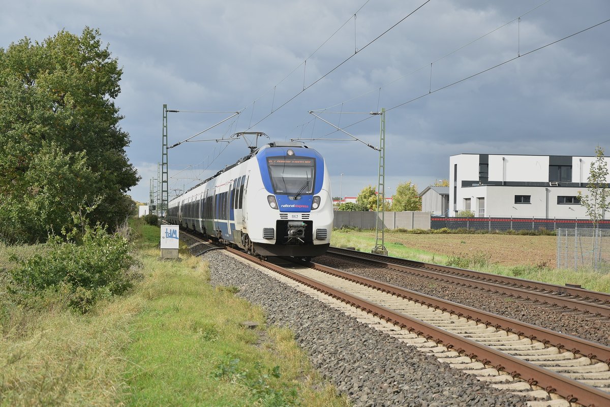 Dieser vom NX 862 RE7 nach Münster Hbf kommt bei Allerheiligen am Dienstag den 3.10.2017