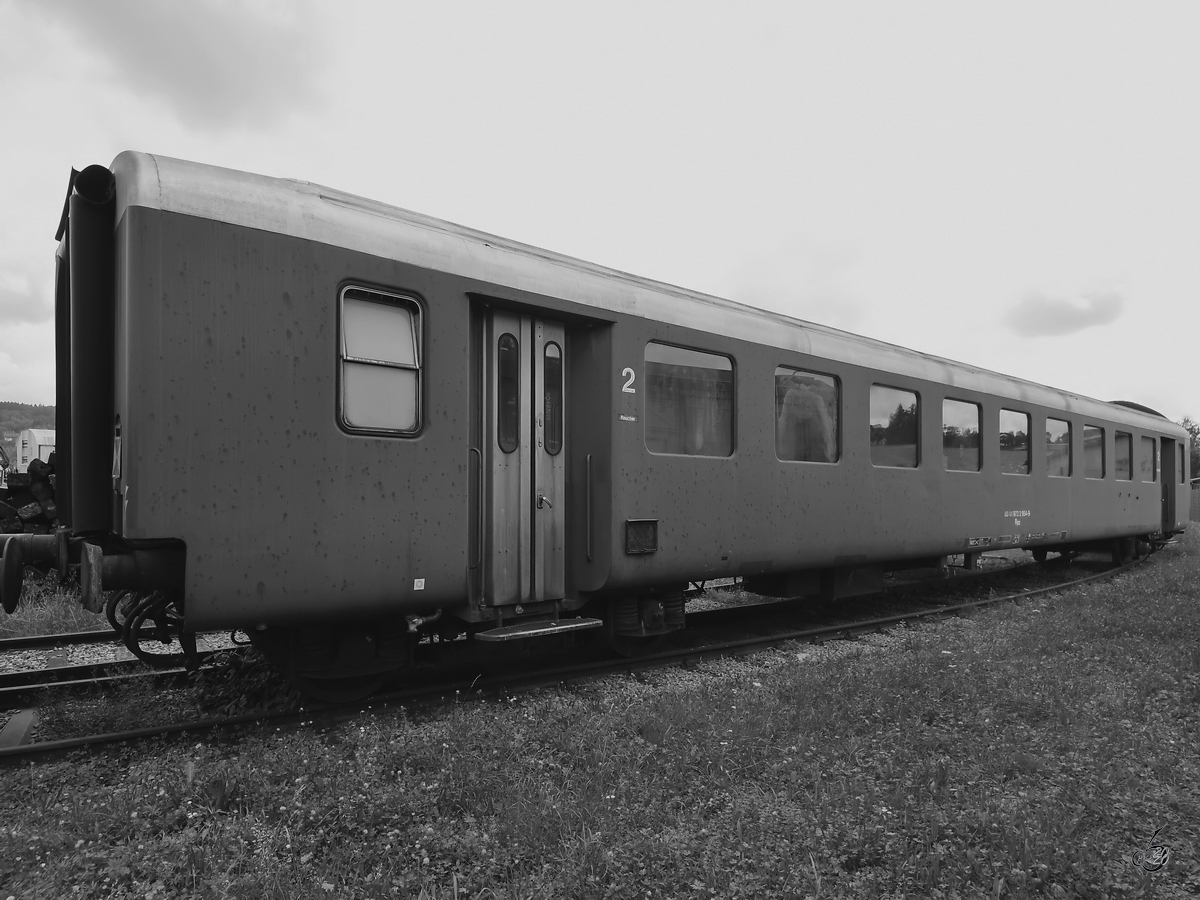 Dieser Personenwagen Typ BRpz wurde 1975 gebaut und ist ein Lizenzbau des Schweizer Einheitswagens I. (Lokpark Ampflwang, August 2020)