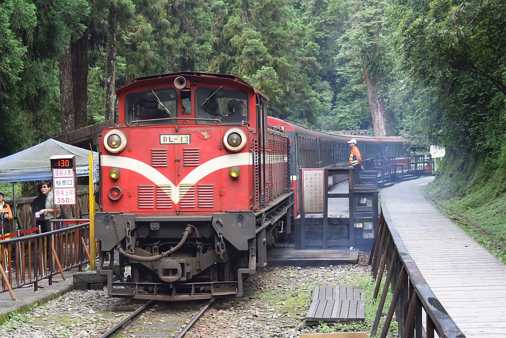 DL43 mit Zug 111 nach Alishan Station am 04.Juni 2014 in der Sacred Tree Station.