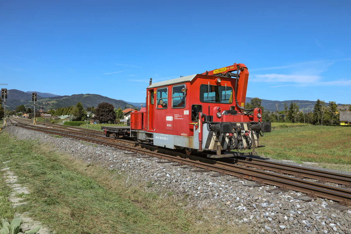 DM 100.1 mit einem Bahnwagen auf dem Weg nach Graz . 27.August 2018 in Frauental Bad Gams 
