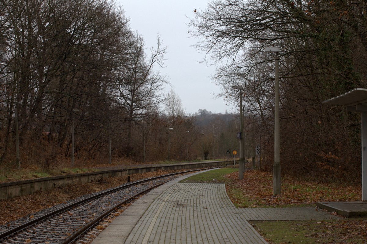 Döbeln , allerdings Haltepunkt Zentrum.Blick Richtung Hbf.13.12.2014 10:04  Uhr.