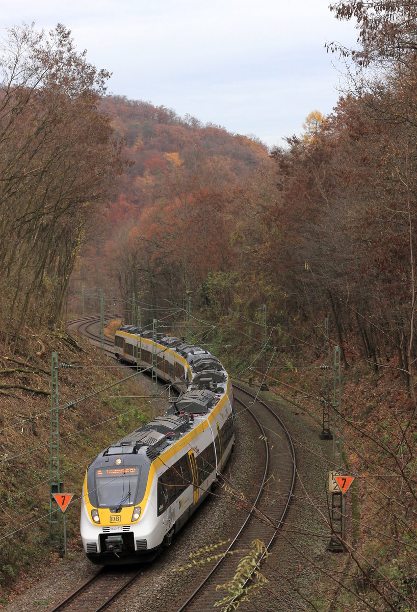 Doppeltraktion 442 als RE Stuttgart-Freudenstadt/Rottweil am 29.11.2018 bei Stuttgart-Heslach. 