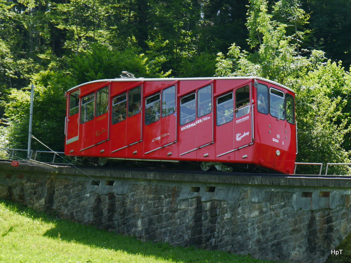 Drahtseilbahn Unterwasser - Iltios im Toggenburg Wagen 2 unterwegs am 05.07.2015