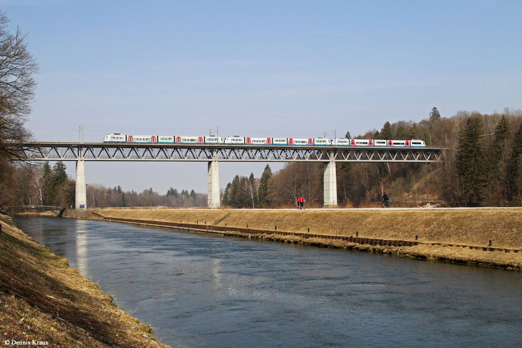 Drei BOB Integrale auf der Großhesseloher Brücke in München. 19.03.2016.