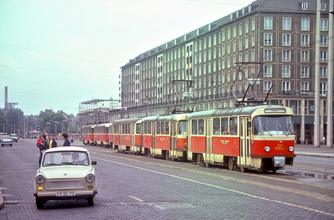 Dresden 222 995, Ernst Thälmann Straße (1991: Wilsdruffer Straße), Altmarkt, 23.06.1985.