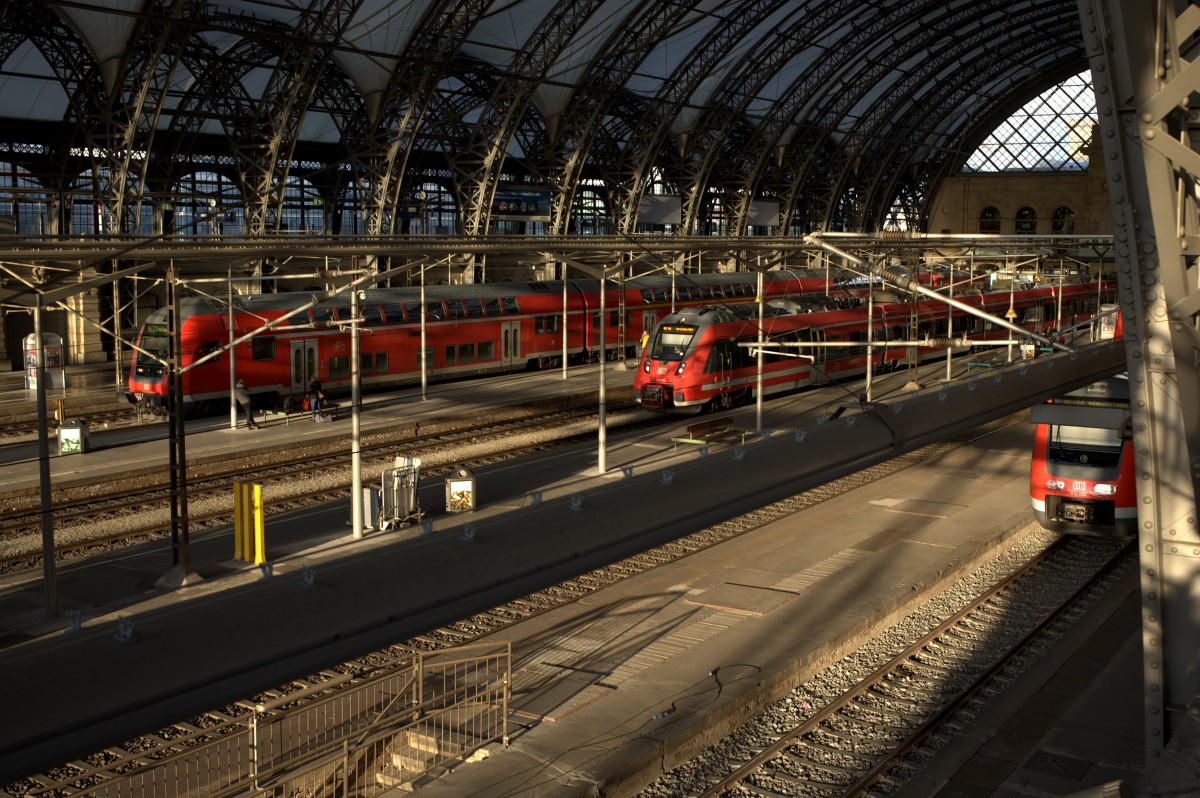 Dresden Hbf.  11.05.2014 19:43 Uhr Blick auf Kopfbahnhof.