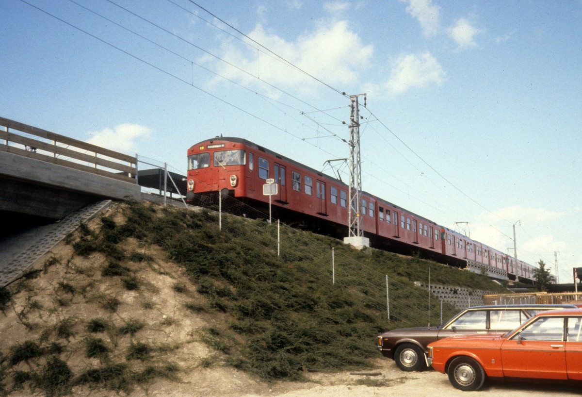 DSB S-Bahn Kopenhagen: Linie E S-Bf Solrød Strand am 29. September 1979, dem Einweihungstag der Verlängerung von Hundige bis Solrød Strand.