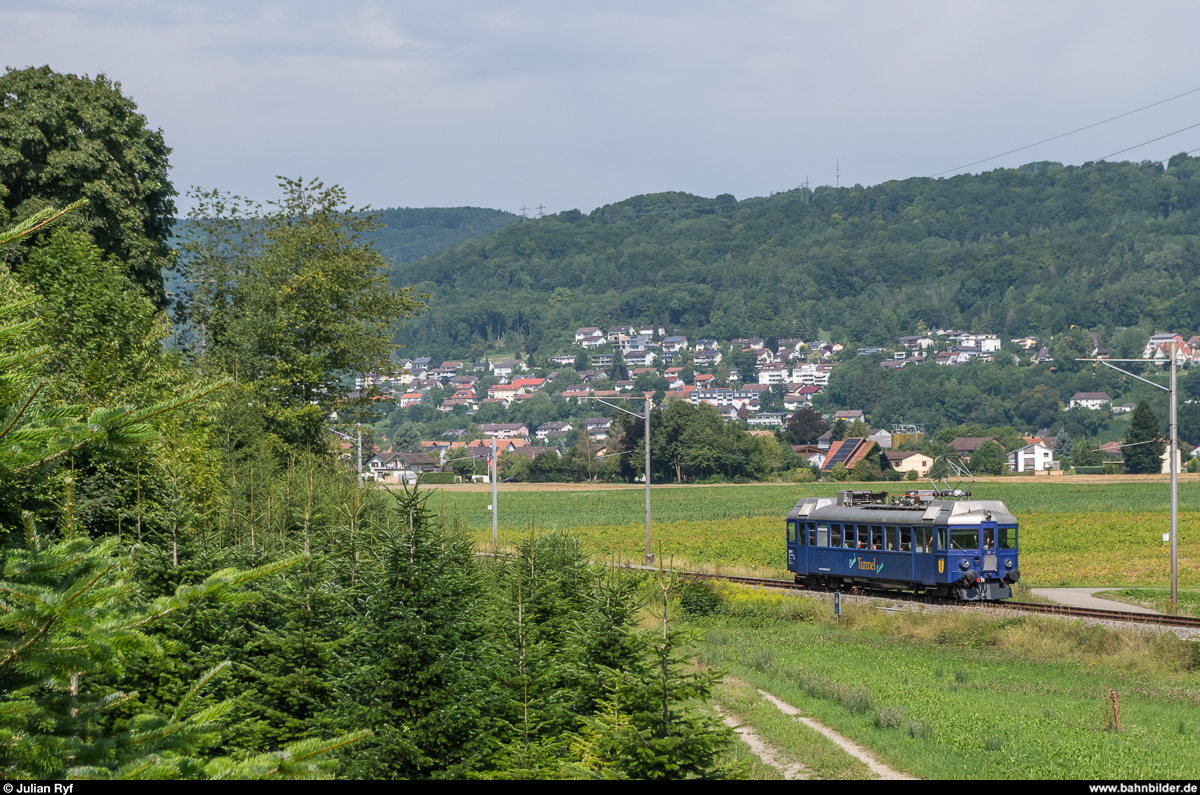 DSF Triebwagentreffen am 1. August 2017.<br>
Tunnelkino ABe 4/4 11 auf dem Weg von Koblenz nach Laufenburg.
