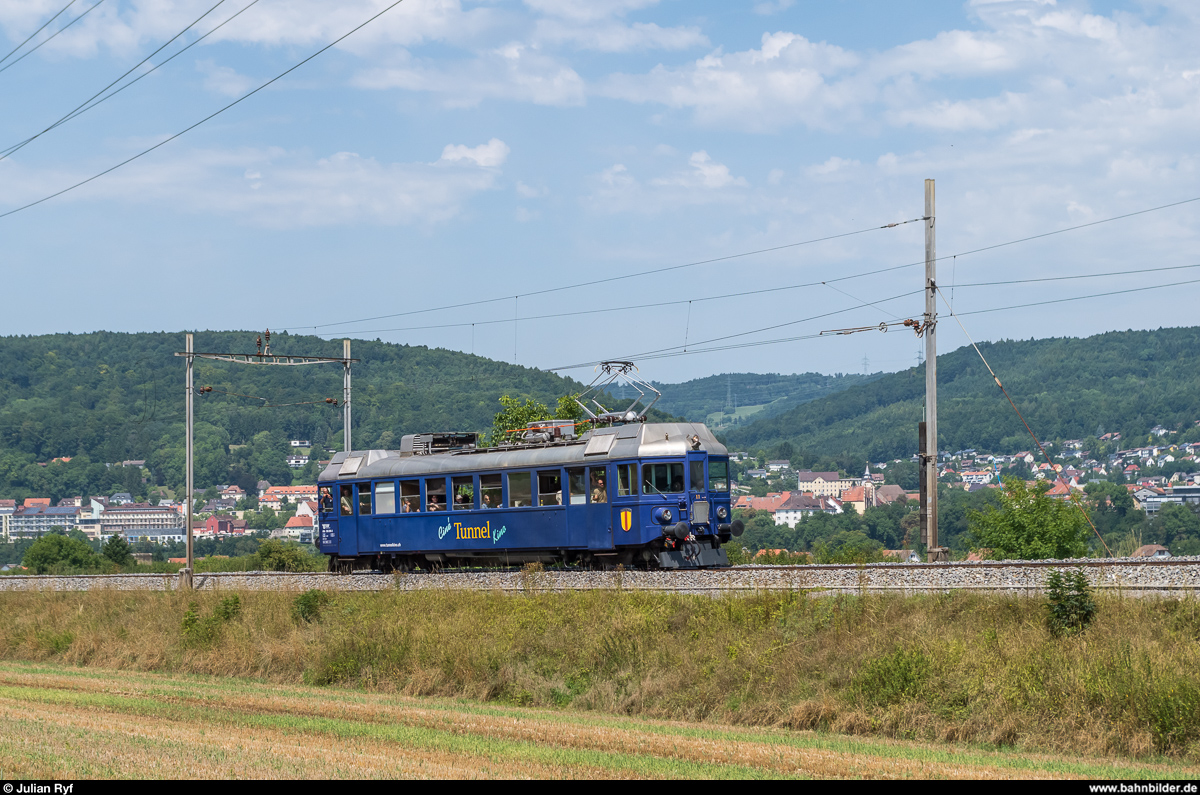DSF Triebwagentreffen am 1. August 2017.<br>
Tunnelkino ABe 4/4 11 auf dem Weg von Laufenburg nach Koblenz zwischen Full und Felsenau.