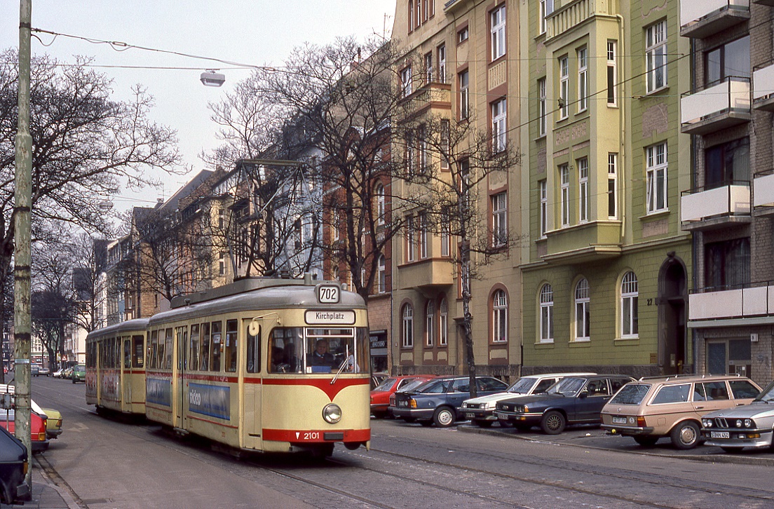 Düsseldorf 2101 + 1601, Collenbach Straße, 04.03.1987.