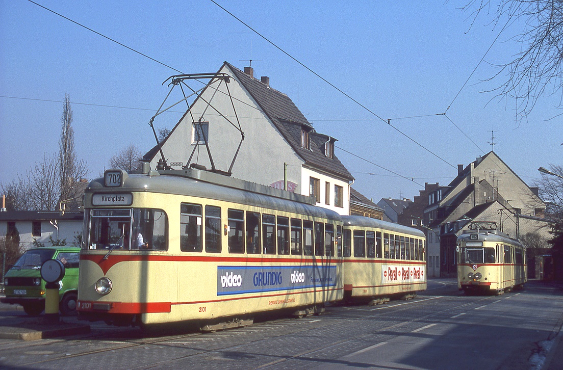 Düsseldorf 2101 + 1601, Unterrather Straße, 05.03.1987.