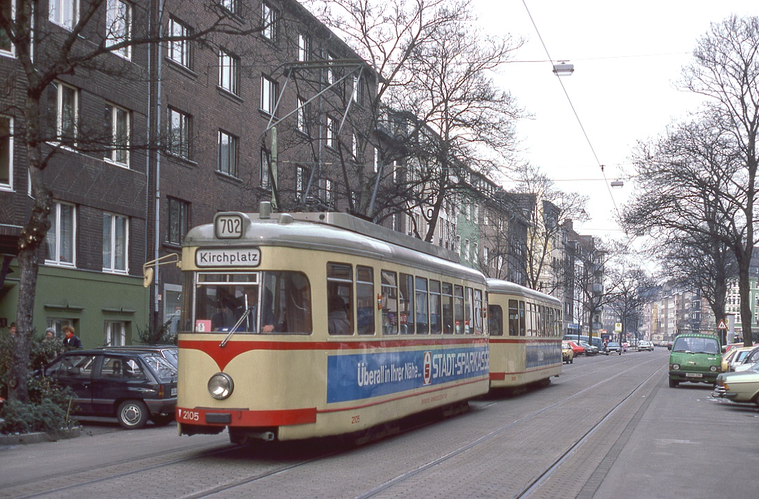 Düsseldorf 2105 + 1808, Collenbachstraße, 04.03.1987.