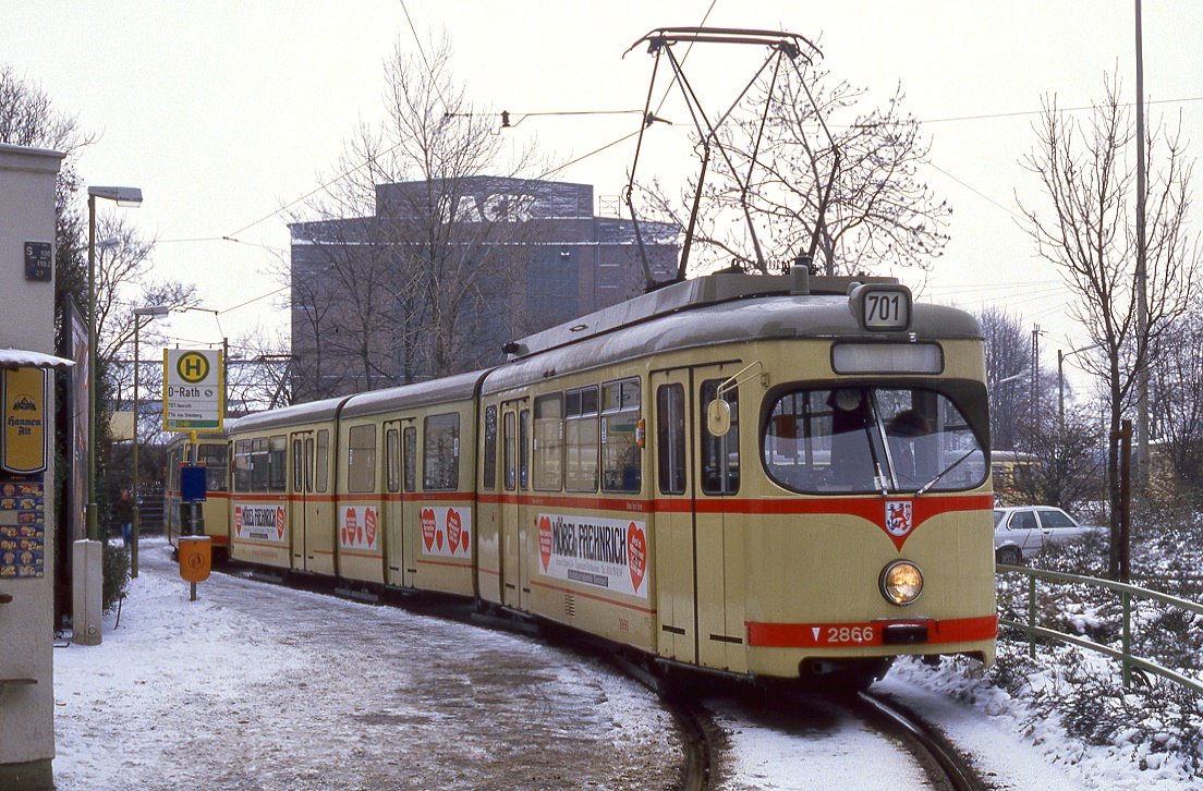 Düsseldorf 2866 + 1660, Schleife Rath, 10.02.1986.