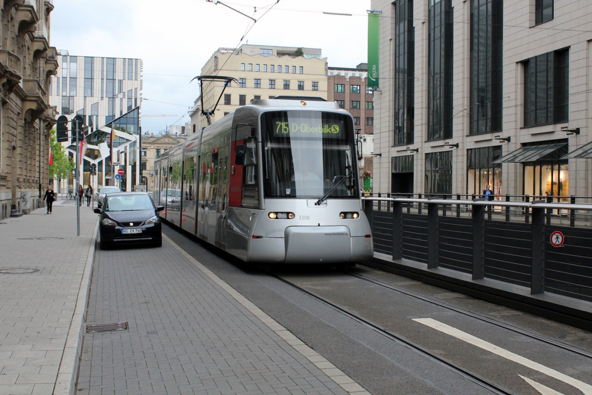 Düsseldorf Rheinbahn SL 715 (NF8U 3308) Elberfelder Straße am 14. Juli 2015.