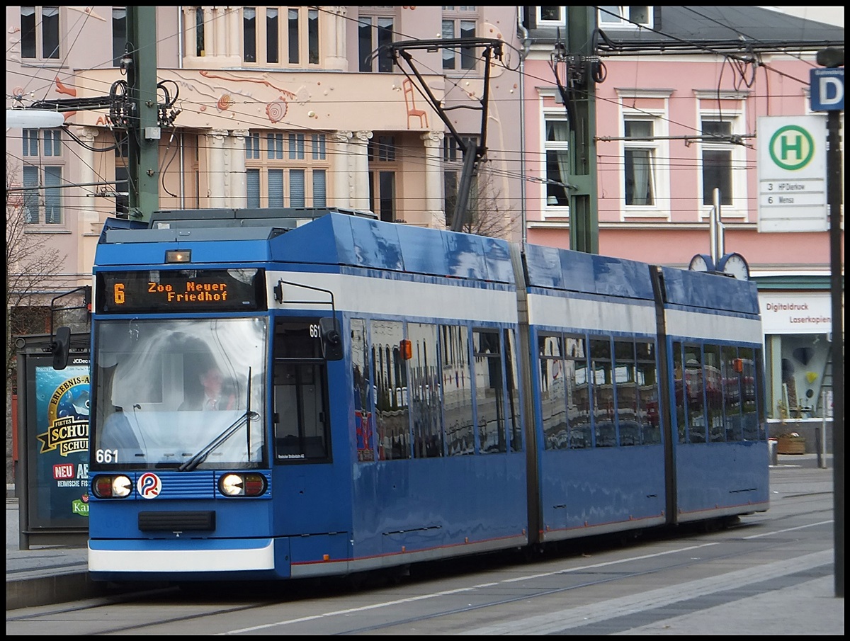 DUEWAG 6N1 NR. 661 der RSAG in Rostock am 13.04.2014