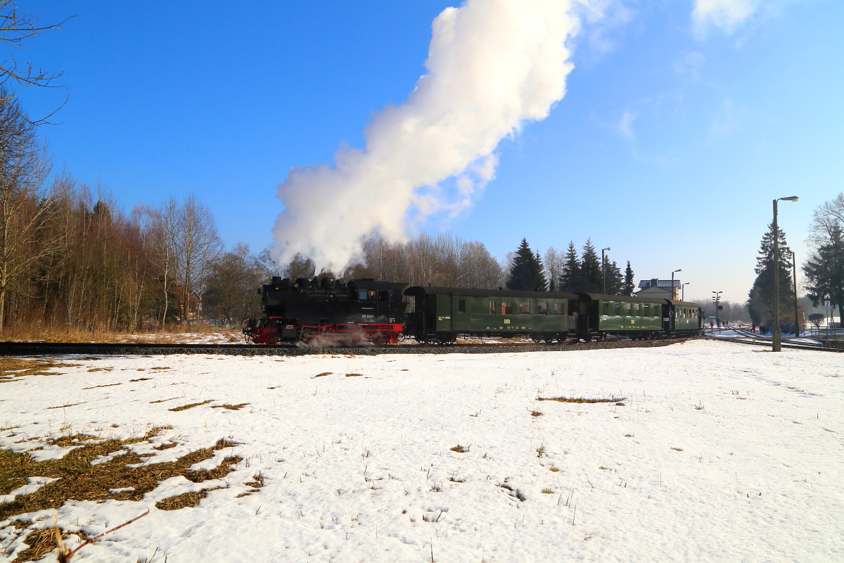 Durchfahrt von 99 6001 mit IG HSB-Sonderzug am 15.02.2015 durch die Stieger Wendeschleife. (Bild 3)