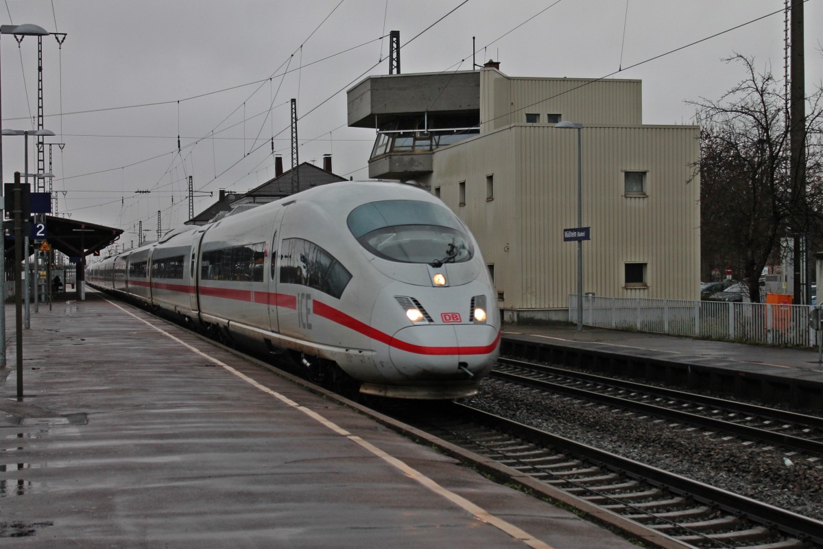 Durchfahrt am 28.02.2014 von 403 522-6/403 004-5  Solingen  zusammen mit 403 014-4/403 514-3  Bergisch Gladbach  als ICE 1107 (Düsseldorf Hbf - Basel SBB) in Müllheim (Baden).