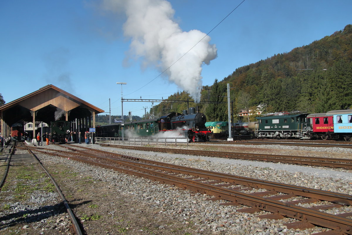 DVZO Nebenbahntreffen in Bauma.Zugsausfahrt mit Lok Eb3/5 9(1910)am 16.10.16