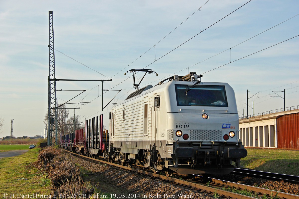 E 37 526 Prima CB Rail mit einem Stahlzug am 19.03.2014 in Köln Porz Wahn.