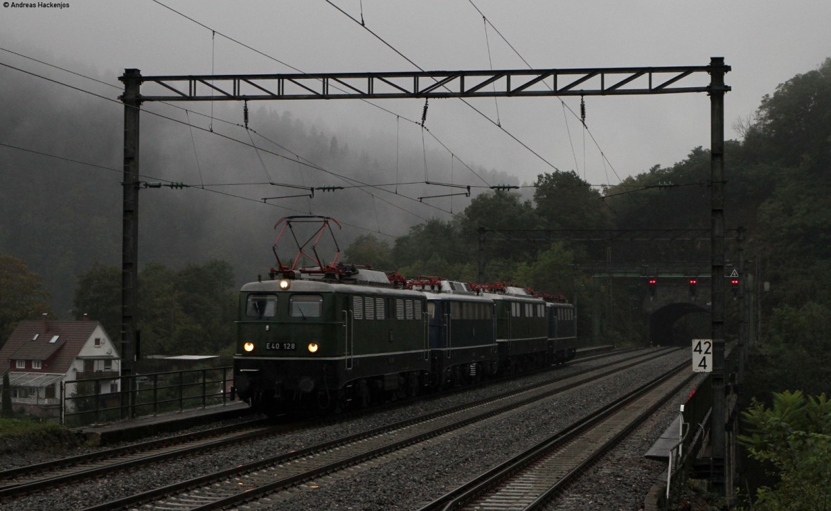 E 40 128; E10 348, E50 091  und E 41 001 als Lr 91340 (Koblenz Lützel-Triberg) in Hornberg 12.9.14