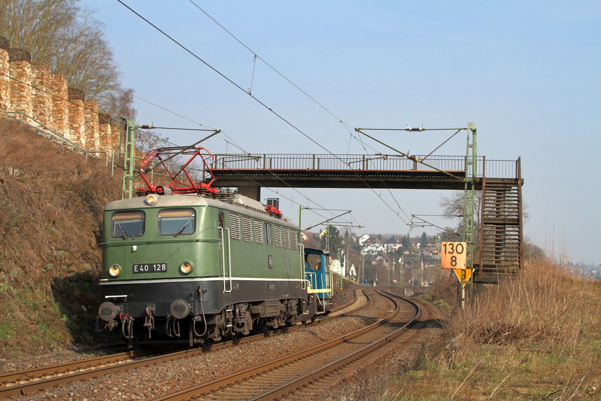 E 40 128 mit dem Tfzf 91340 am 18.03.15 kurz vor Leutesdorf(Rh)
