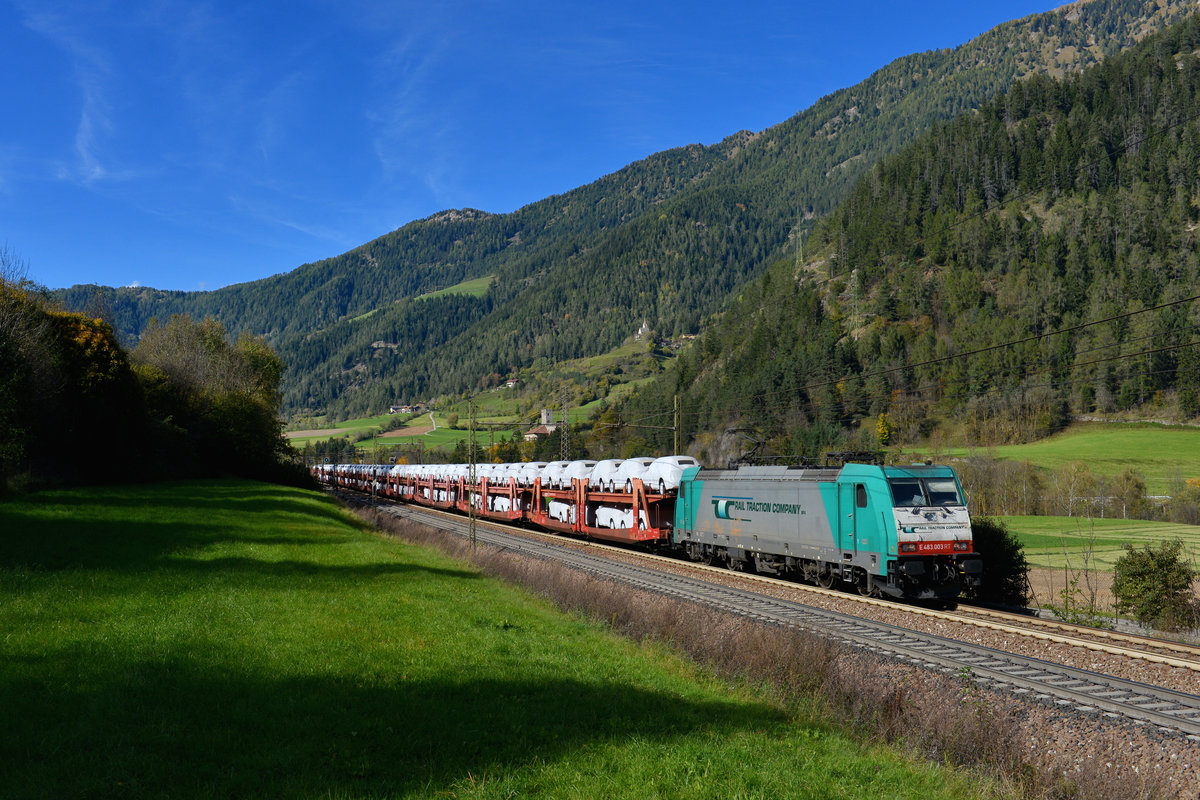 E 483 003 mit GAG 48861 am 07.10.2017 bei Mules. 