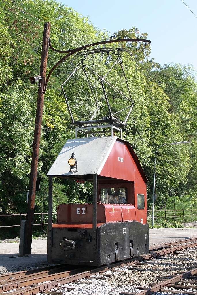 E I (Bo, Brand-Lhuillier/Brünn und Siemens-Schuckert/Wien, Baujahr 1903) am 12.September 2020 im Bahnhof Payerbach Lokalbahn.