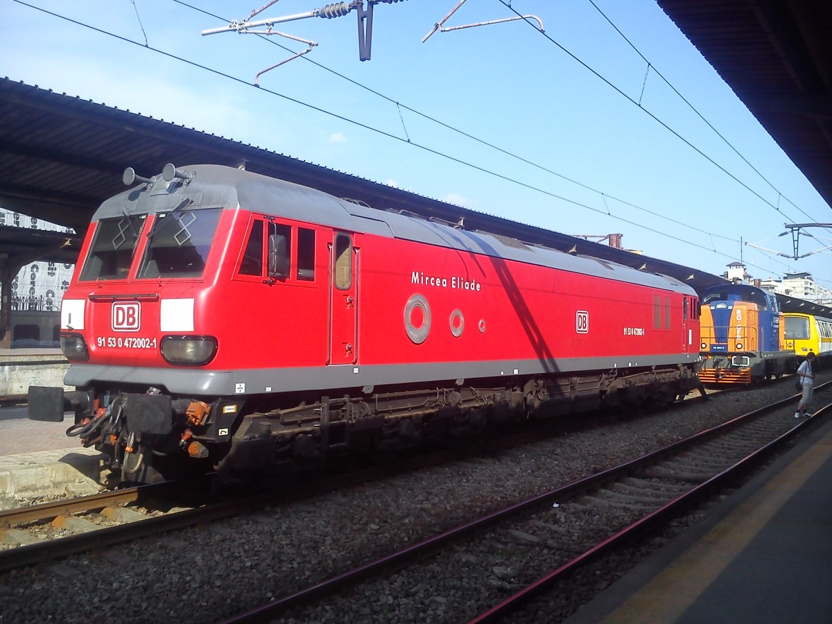 E-Lok 472-002-1 der DB-Schanker, ausgestellt im bukarester Nordbahhof am 10.06.2014