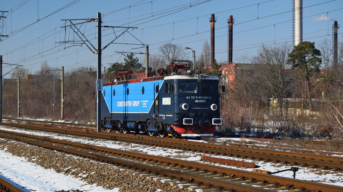 E-Lok 91-53-0-40 1081-1 der Constantin Grup stand am 24.01.2018 abgestellt im Bahnhof Bucuresti Baneasa.