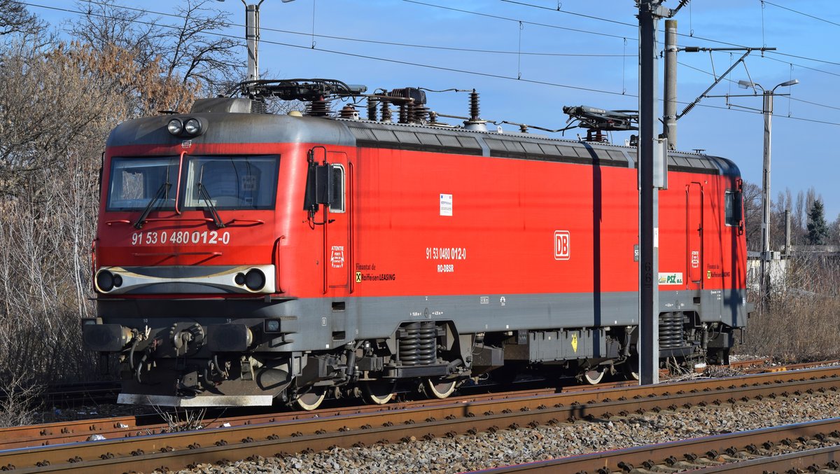 E-Lok 91-53-0-480012-0 der DB Schenker lag am 26.12.2018 abgestellt im Bahnhof Bucaresti Baneasa.