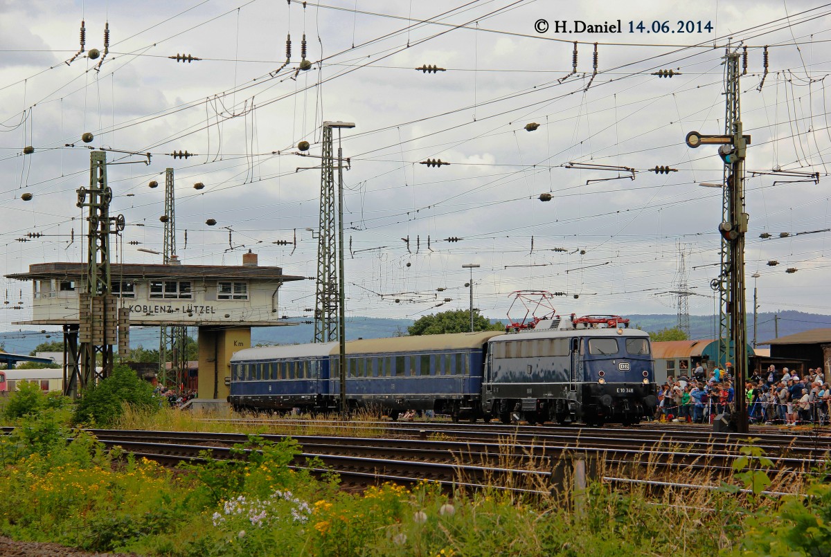 E10 348 bei der Lokparade am 14.06.2014 im DB Museum Koblenz L�tzel.