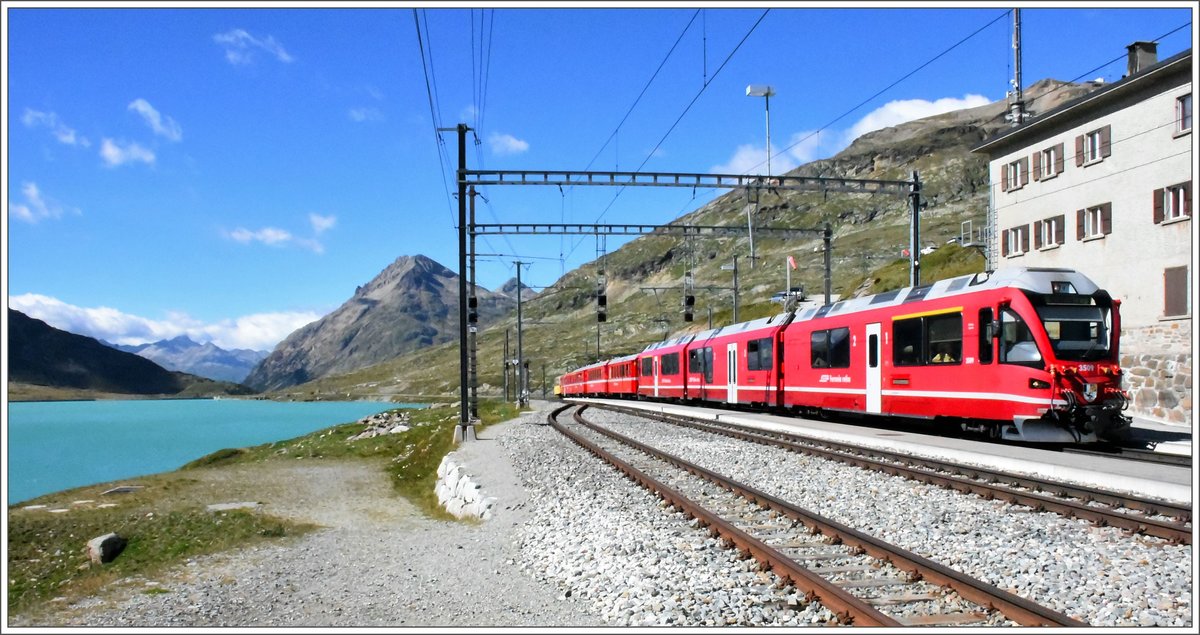 E1637 mit Allegra ABe 8/12 3509 in Ospizio Bernina 2253m. (06.09.2016)
