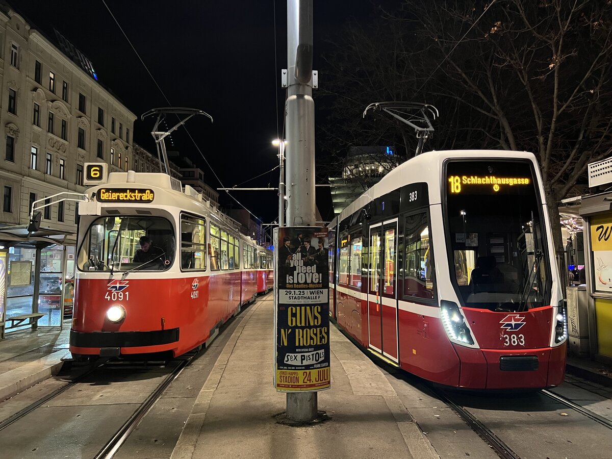 E2 4091 + c5 & D 383 warten am Abend des 20.12.2024 auf ihre weiteren Einsätze.