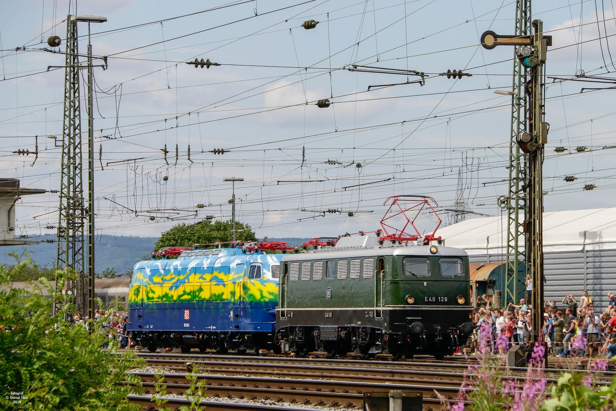 E40 128 & 103 220 bei der Lokparade im DB Museum Koblenz Lützel, am 16.06.2018.