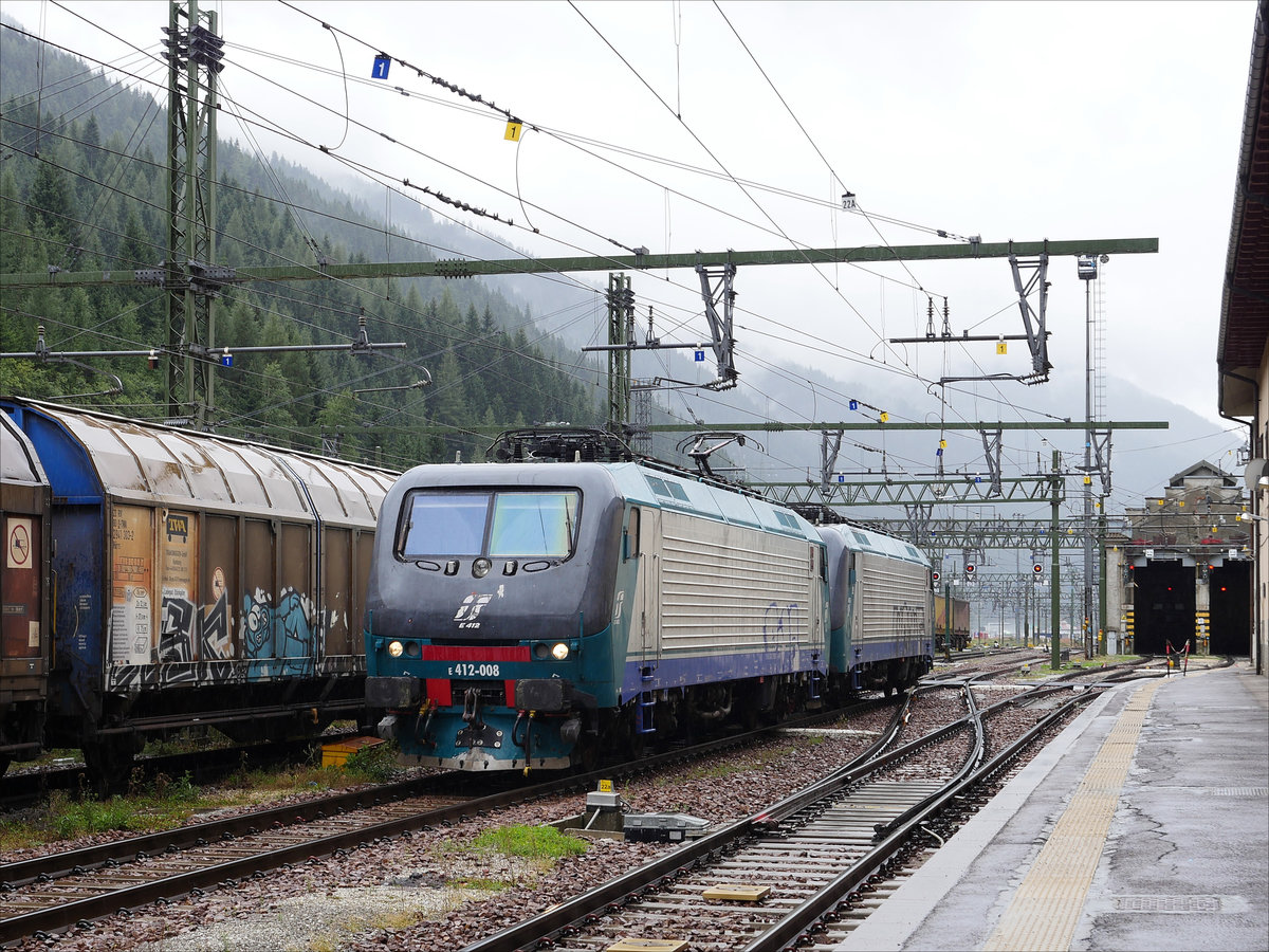 E412 001 und E412-008 haben sich vom Zug abgesetzt; Brenner/Brennero, 07.09.2019
