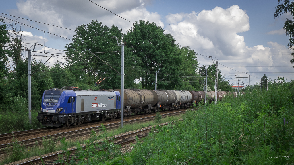 E4DCUd-002 der ORLEN KolTrans mit Kesselwagenzug bei Tychy(Tichau)am 23.06.2020.