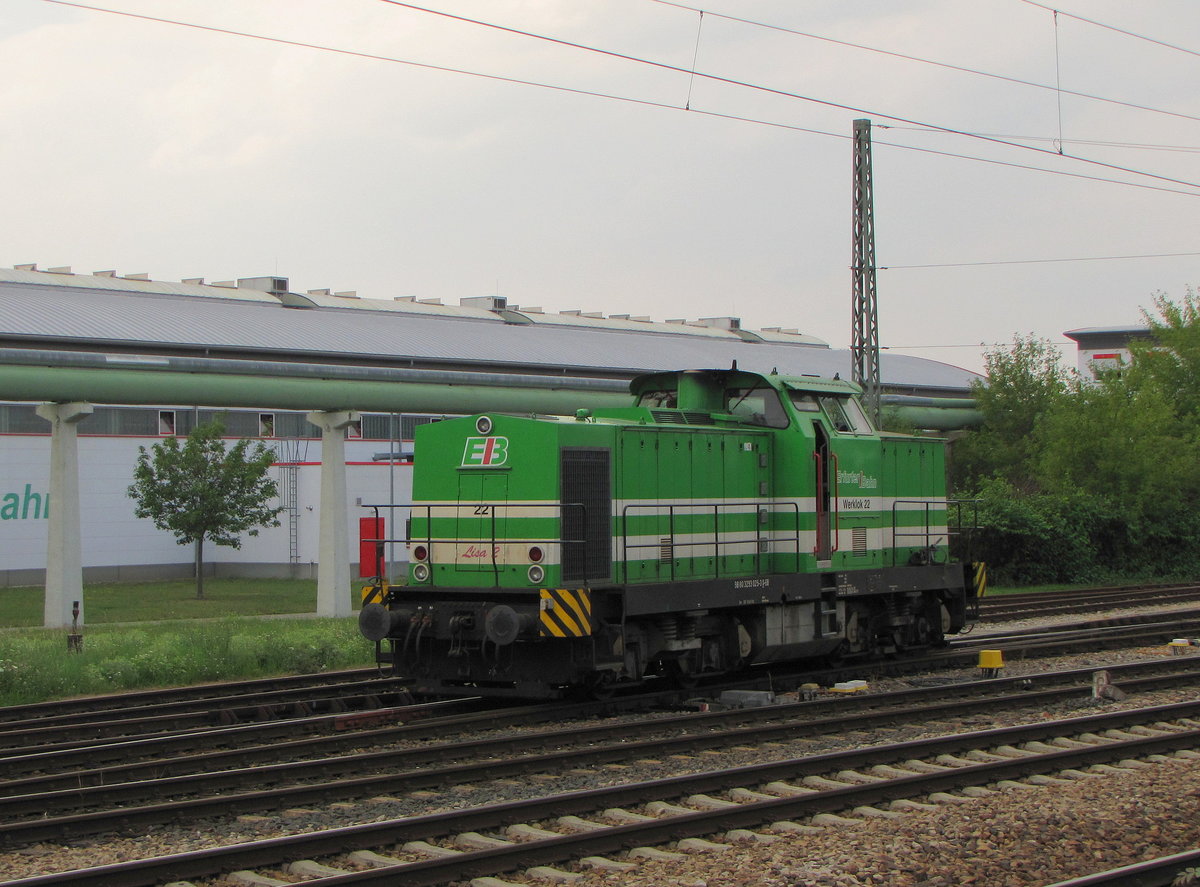 EB 22  Lisa 2  am 24.07.2015 auf den Anschlussgleisen der Erfurter Bahn in Erfurt Ost.