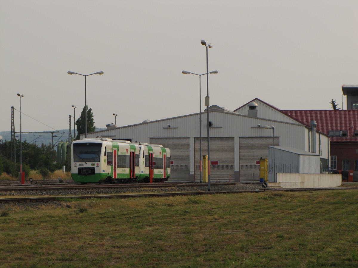 EB VT 019  Gemünden a.main  und ein weiterer EB VT, am 12.08.2015 vor dem Bw der Erfurter Bahn in Erfurt Ost.