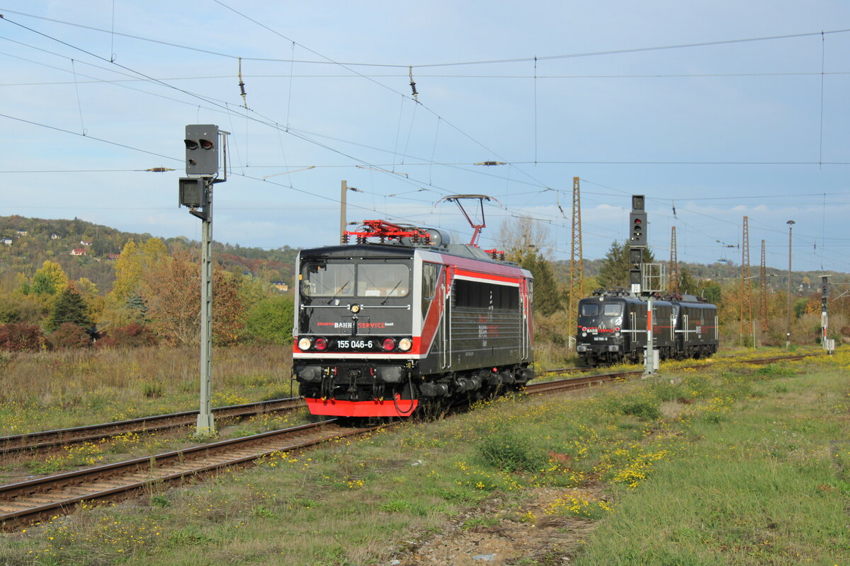 EBS 155 046-6 als Tfzf Richtung Großkorbetha, am 24.10.2022 in Naumburg (S) Hbf.
