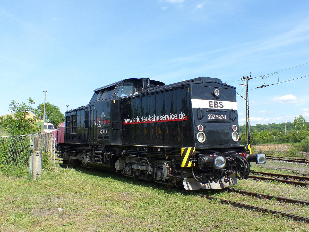 EBS 202 597-1 am 01.06.2019 beim Sommerfest im Eisenbahnmuseum Weimar.