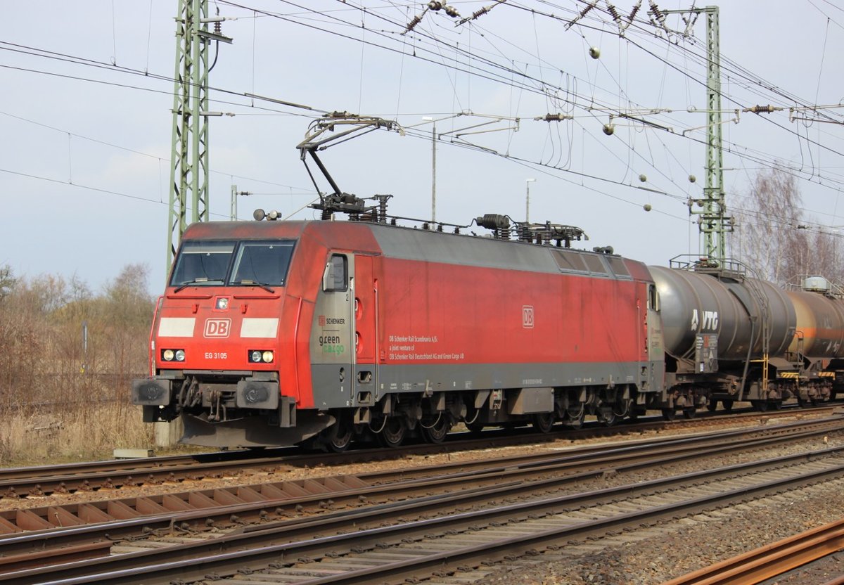 EG 3105 (91 86 0103 105-5) mit gemischtem Güterzug am 14.3.2017 in Neumünster.