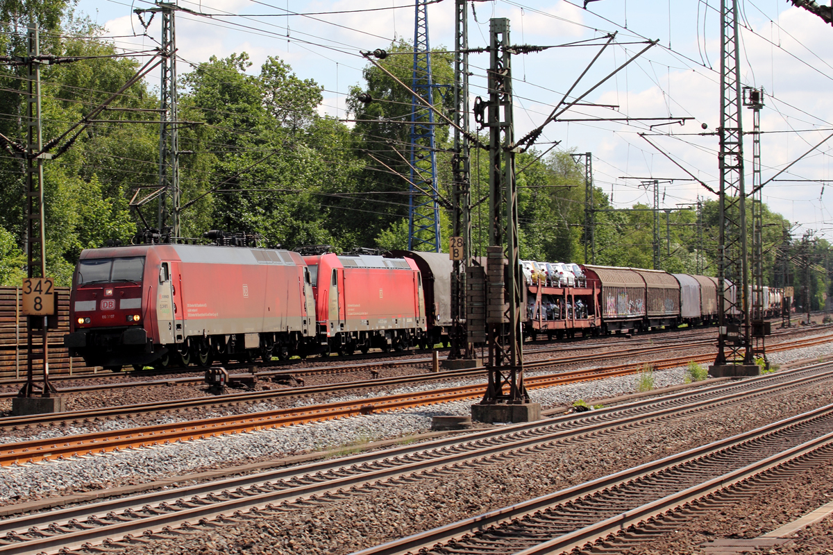 EG 3107 mit 185 335-4 durchfahren Hamburg-Harburg 14.6.2017