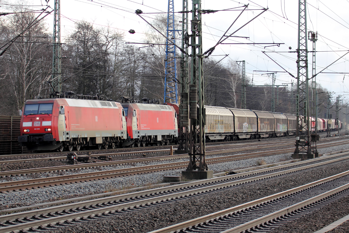 EG 3108 mit EG 3111 durchfahren Hamburg-Harburg 16.1.2018