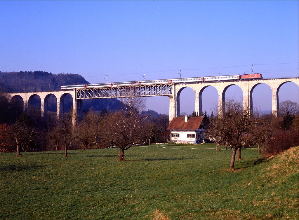 Eglisau, 07.03.2000, Zug 2964. Die Wiese im Vordergrund ist mittlerweile komplett zugebaut.
