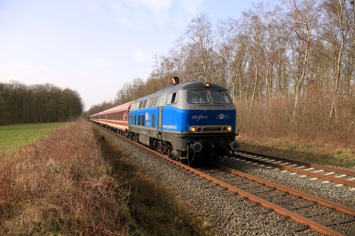 EGP 225 030 war am 29.2.2020 unterwegs mit einem Sonderzug feierwütiger Ostfriesen ins Sauerland, genauer nach Wilingen, kurz hinter Schwerte befuhr sie die obere Ruhrtalbahn, welche ab hier nicht mehr elektrifiziert ist.