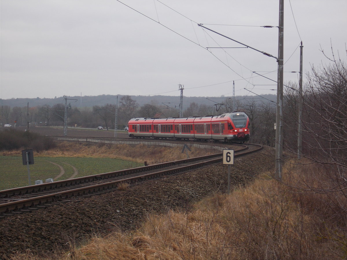 Ein 429 nahm,am 19.Dezember 2016,ab Borchtitz die langsam,ansteigende Steigung nach Sassnitz in Angriff.