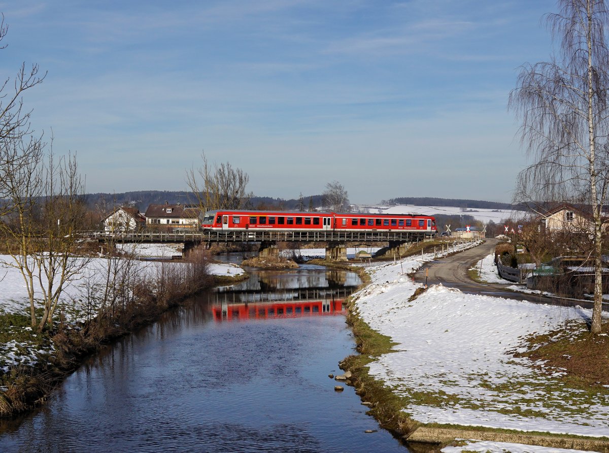 Ein 628 als RB 46 nach Mühldorf am 22.01.2021 unterwegs bei Anzenkirchen.
